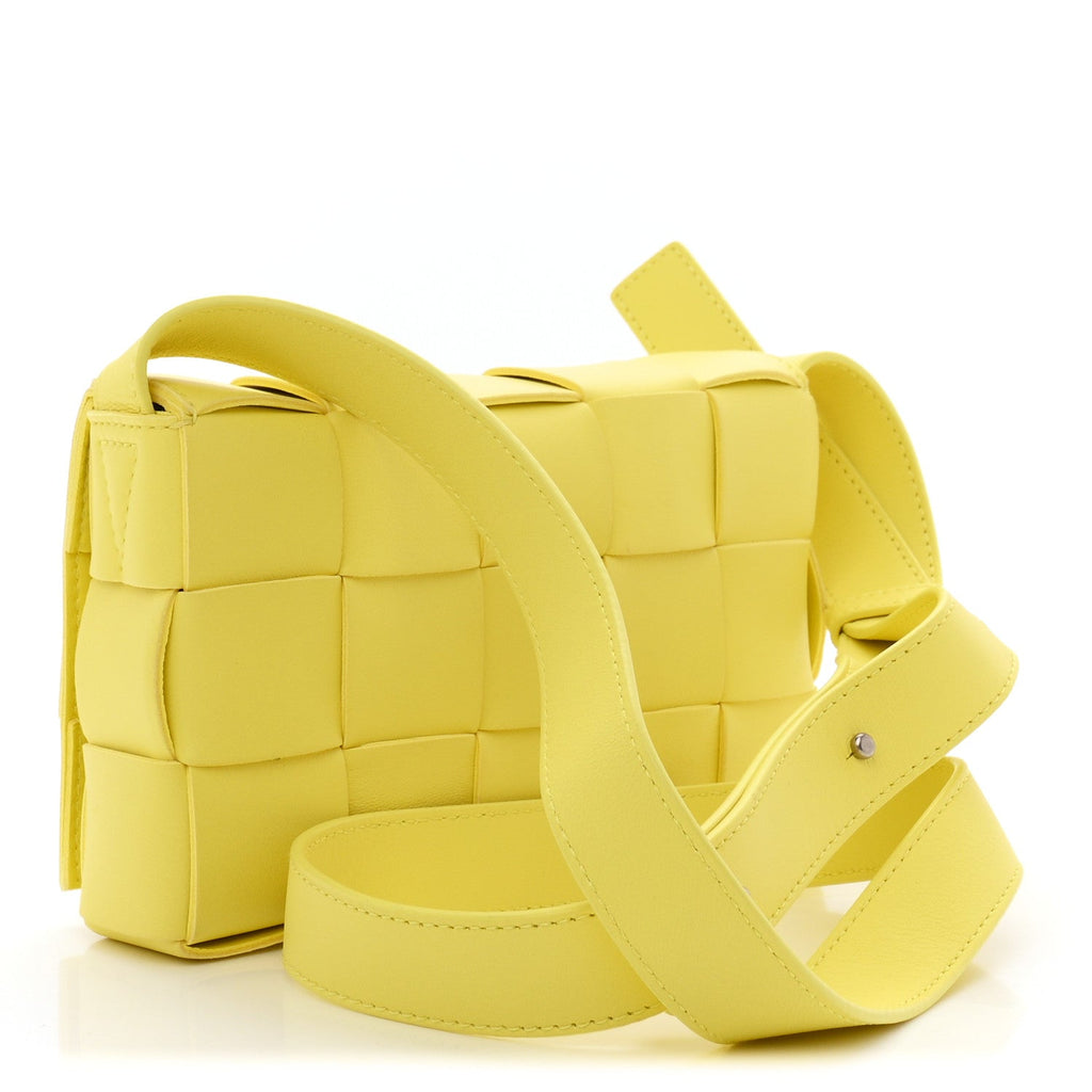 Lambskin Maxi Intrecciato Small Cassette Crossbody Bag Lemonade