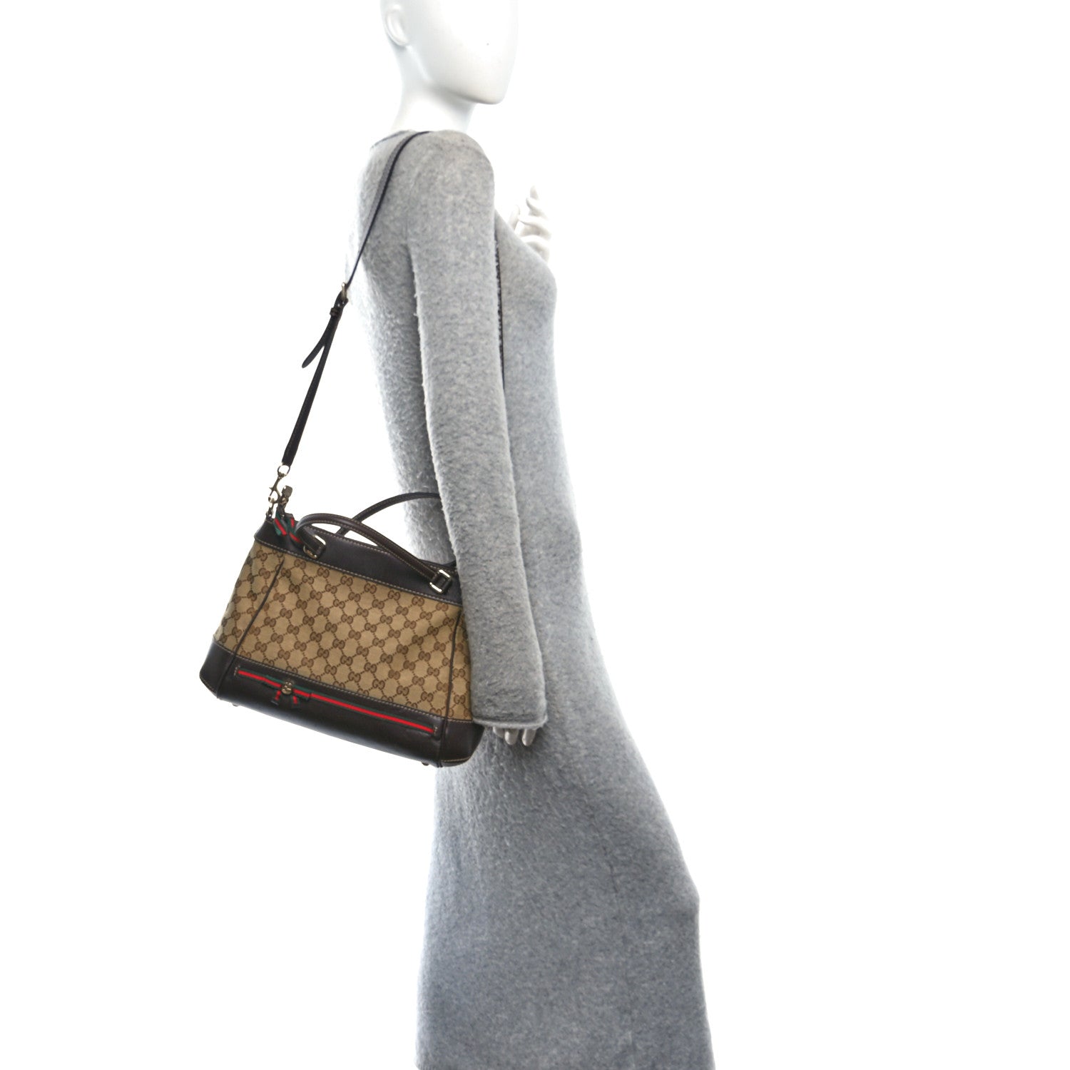 Monogram Web Mayfair Top Handle Satchel Dark Brown