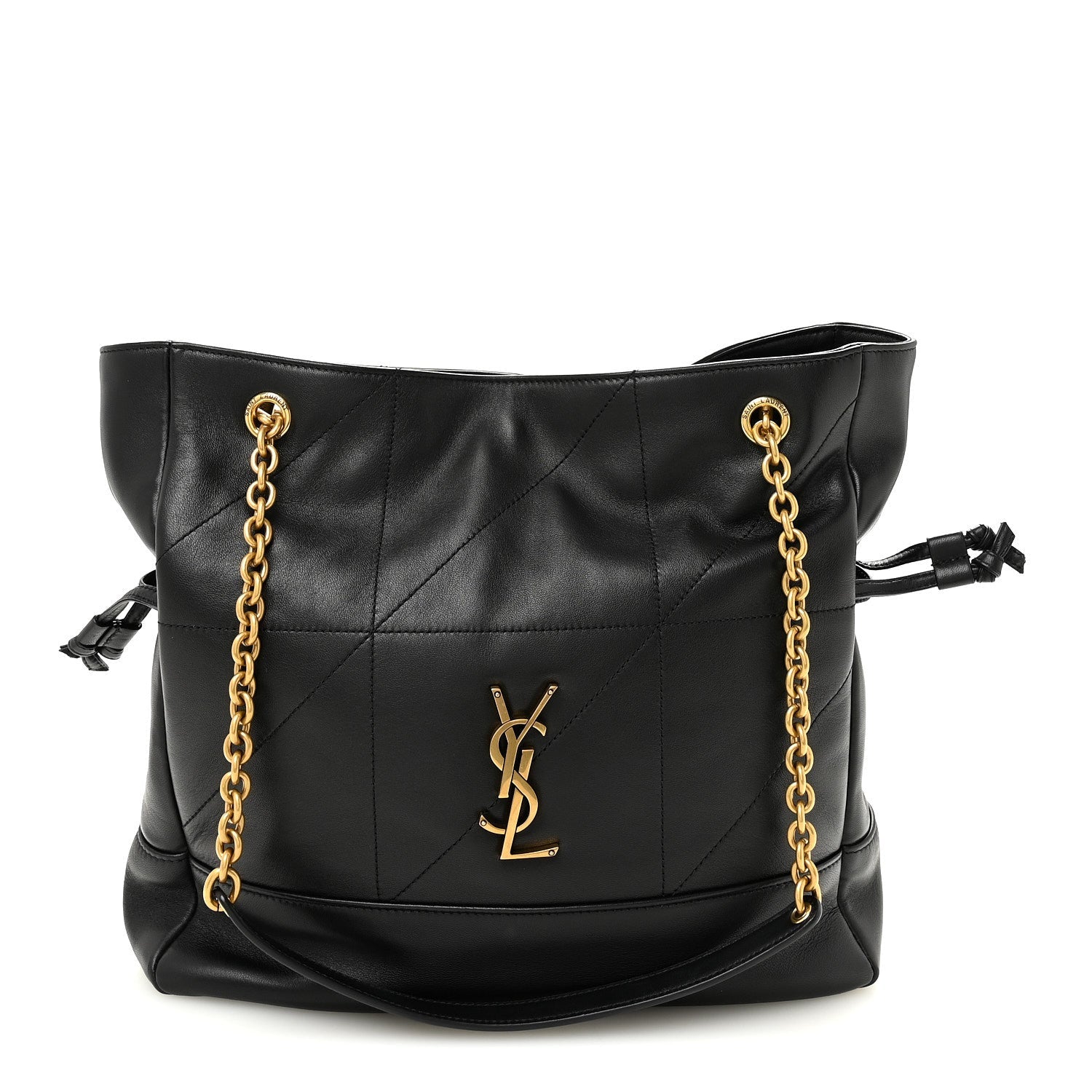 Lambskin Small Jamie Shopping Tote Black