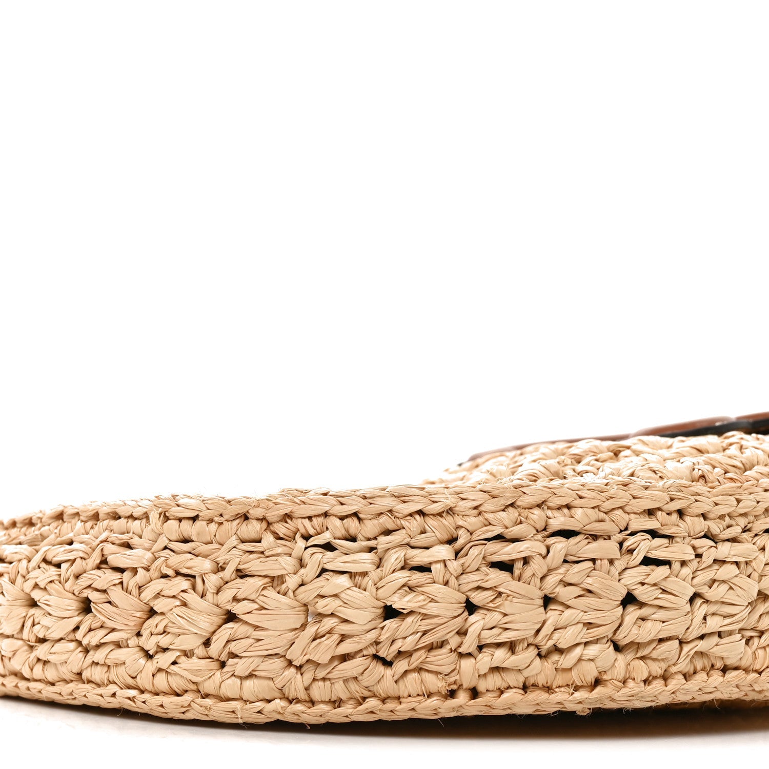 Raffia Calfskin Triomphe Panier Hobo Bag Natural Tan