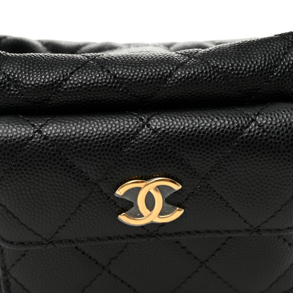 Caviar Quilted Polly Pocket Pouch Hobo Black