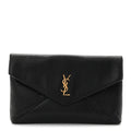 Grained Lambskin Cassandre Envelope Pouch Black