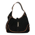 Nubuck Medium New Jackie Shoulder Bag Black Orange