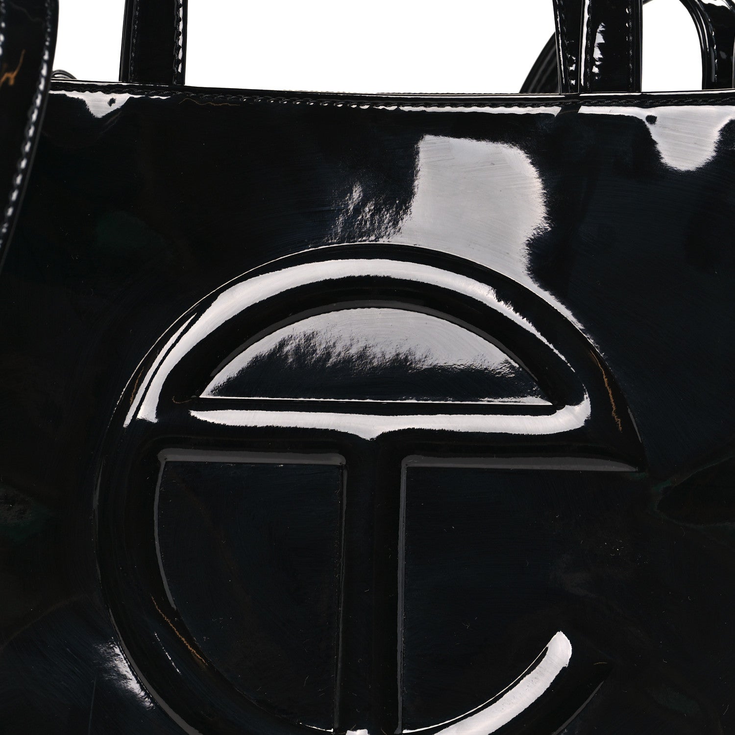 Patent Vegan Leather Shmedium Shopping Bag Black
