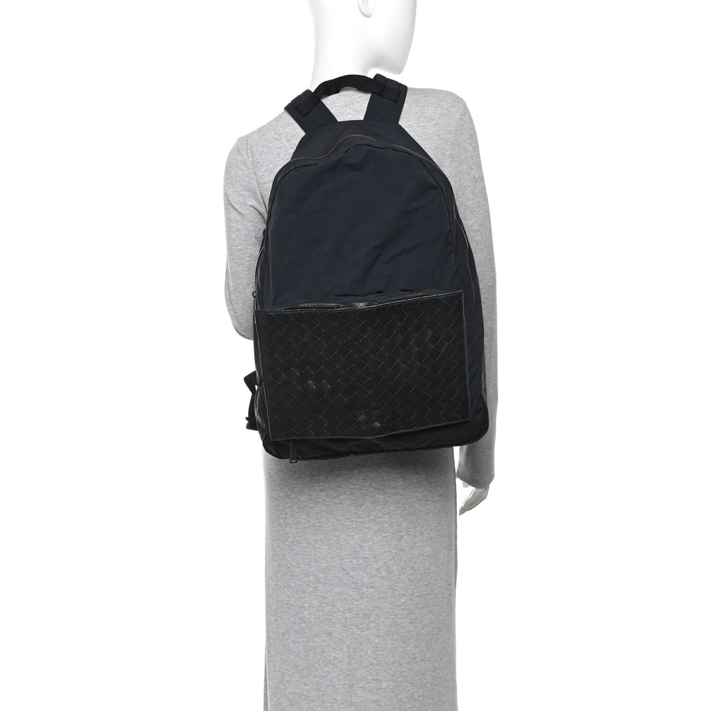 Nappa Nylon Intreccio Packable Backpack Black