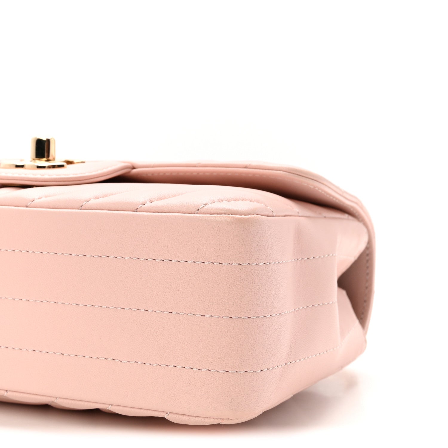 Calfskin Chevron Quilted Mini Rectangular Flap Light Pink