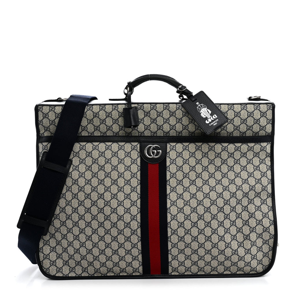 GG Supreme Monogram Web Savoy Garment Bag Beige Blue