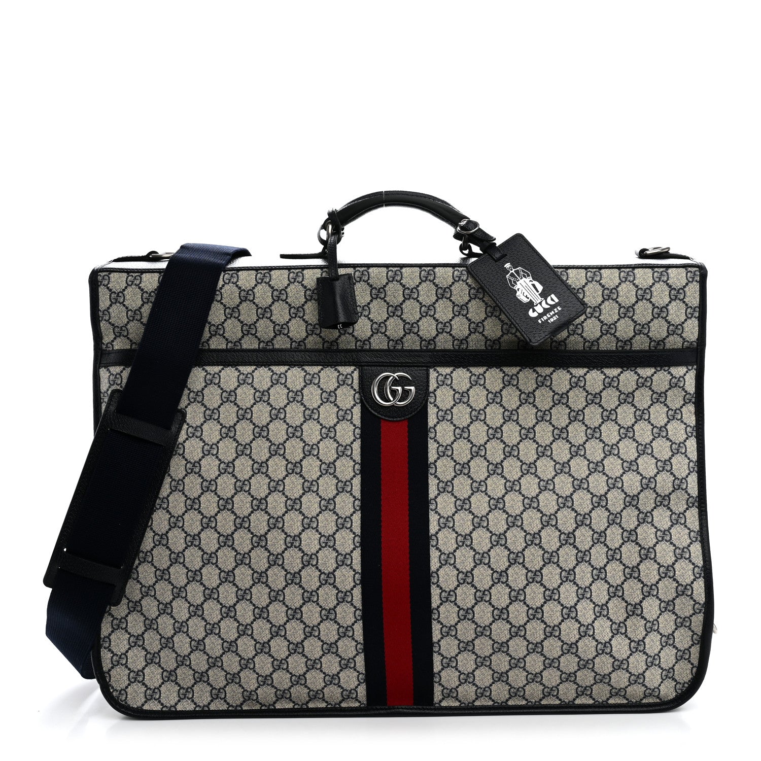 GG Supreme Monogram Web Savoy Garment Bag Beige Blue