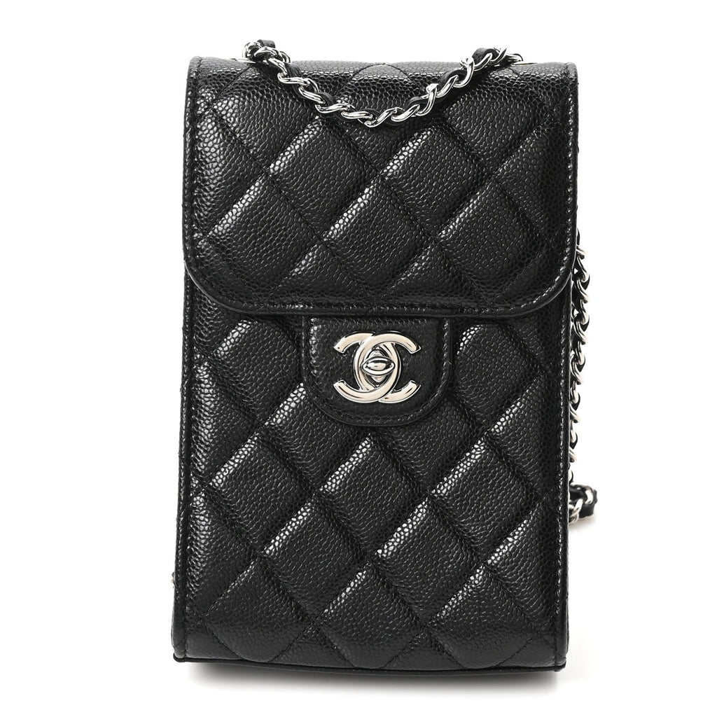 Caviar Quilted Classic Phone Holder Black