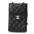 Caviar Quilted Classic Phone Holder Black