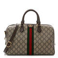 GG Supreme Monogram Web Medium Ophidia Top Handle Bag Beige Ebony