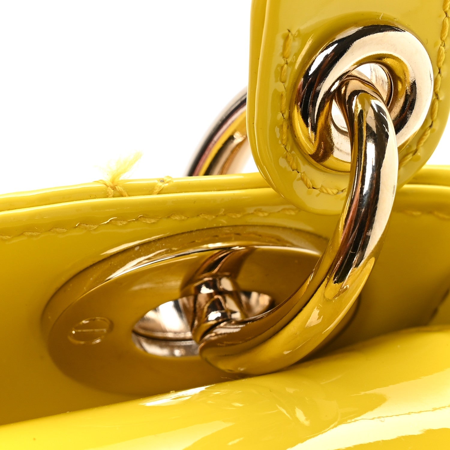 Patent Cannage Mini Lady Dior Yellow