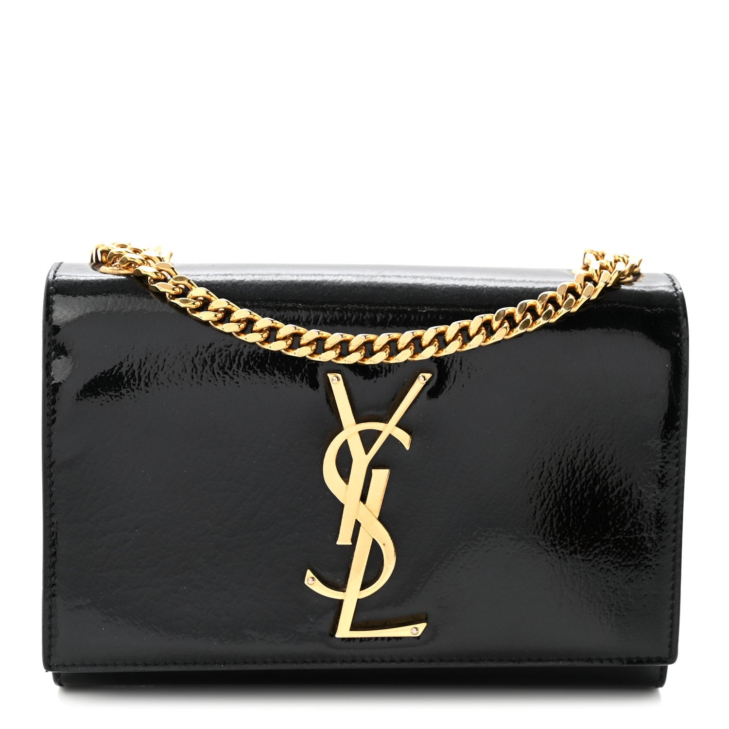 Patent Small Monogram Kate Satchel Black