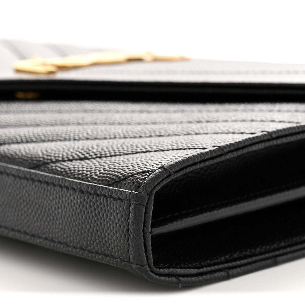 Grain De Poudre Matelasse Chevron Monogram Chain Wallet Black