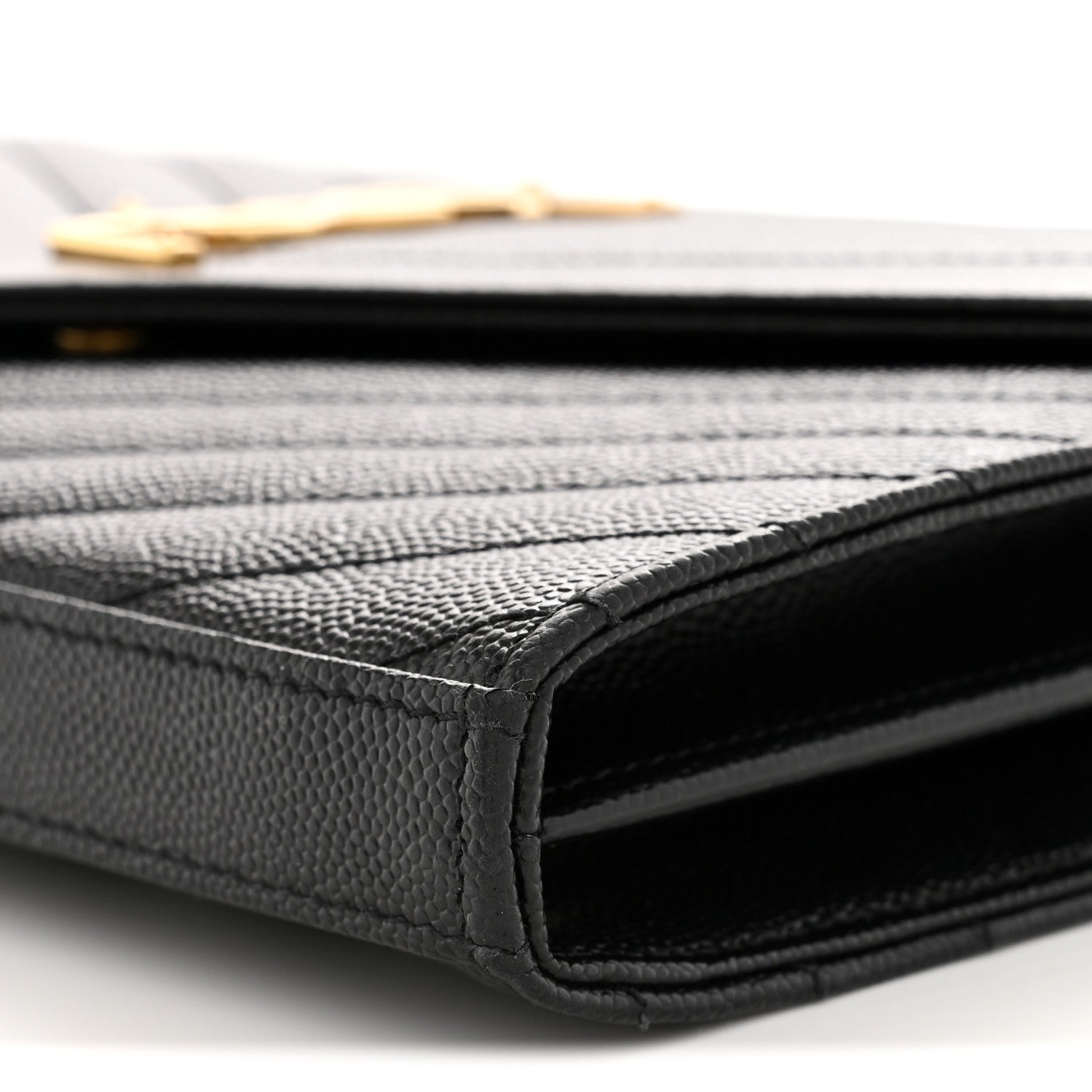 Grain De Poudre Matelasse Chevron Monogram Chain Wallet Black