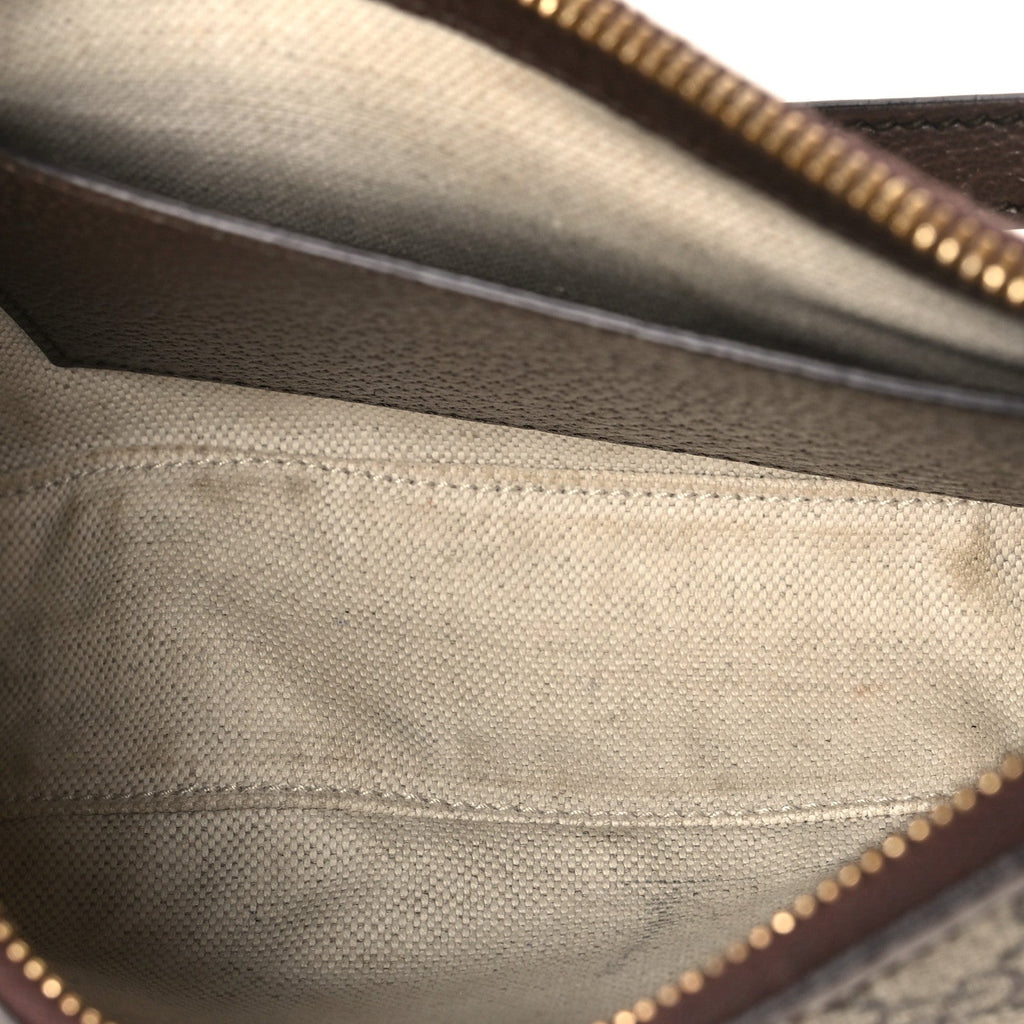 GG Supreme Monogram Textured Dollar Calfskin Small Ophidia Hobo Beige Ebony New Acero