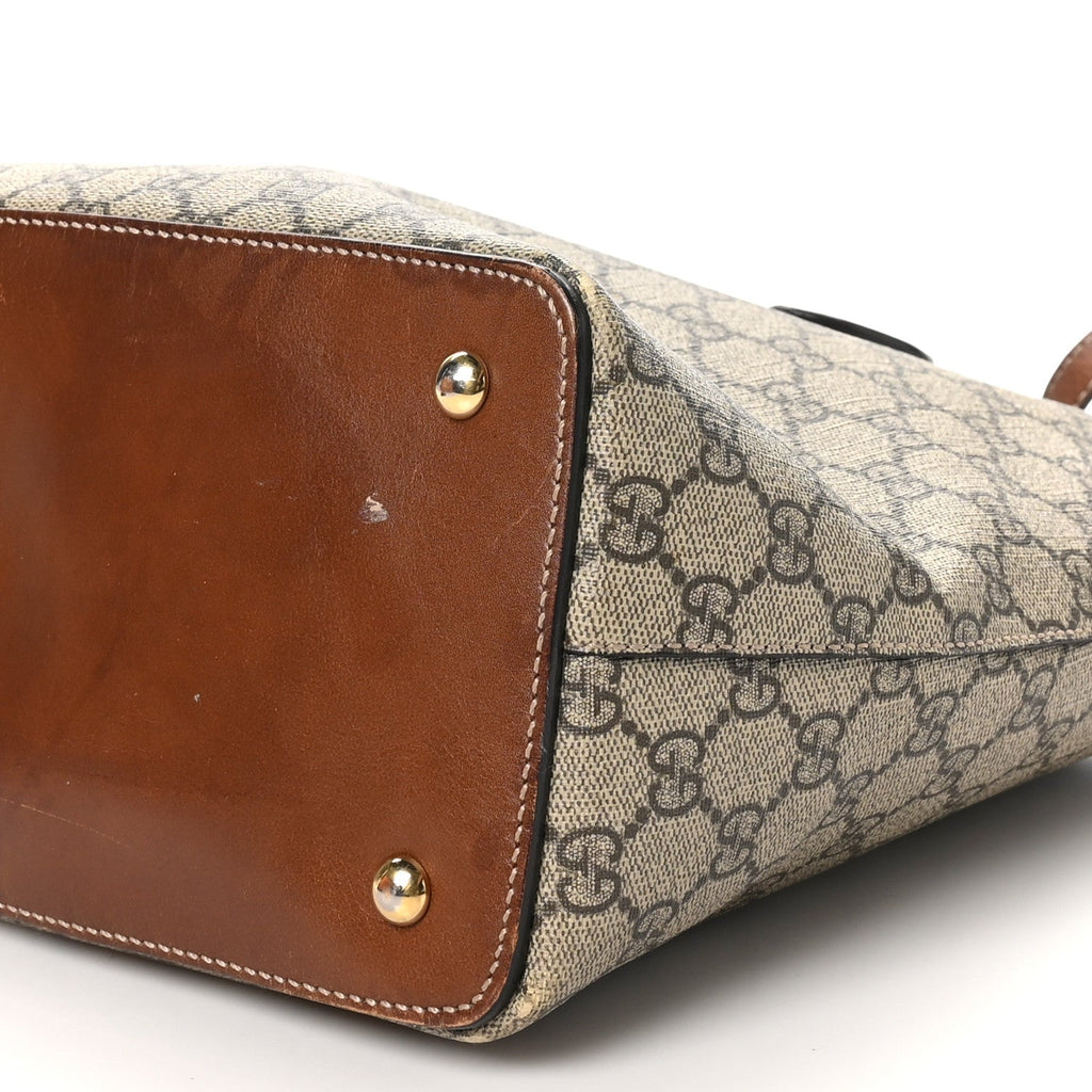 GG Supreme Monogram Linea A Foldover Tote Brown