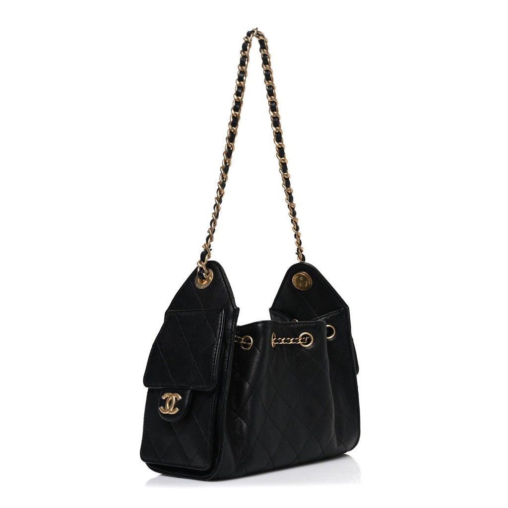 Caviar Quilted Mini Chanel 25 Handbag Black Black
