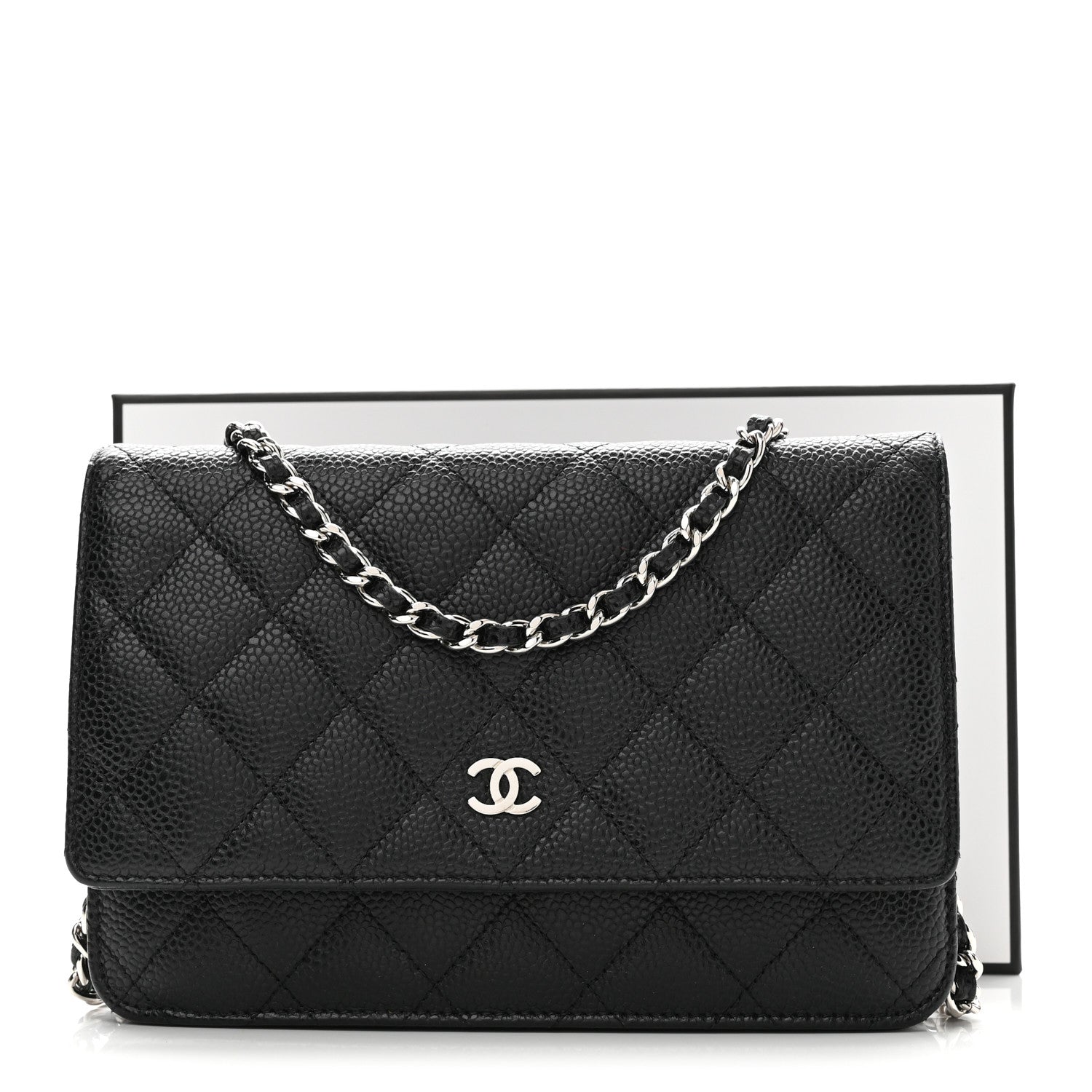 Caviar Quilted Wallet on Chain WOC Black