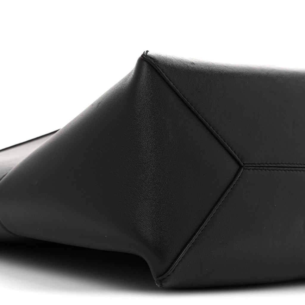 Shiny Calfskin Medium Puzzle Fold Tote Black