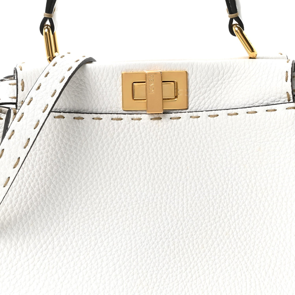 Cuoio Romano Selleria Mini Peekaboo Iconic Satchel White