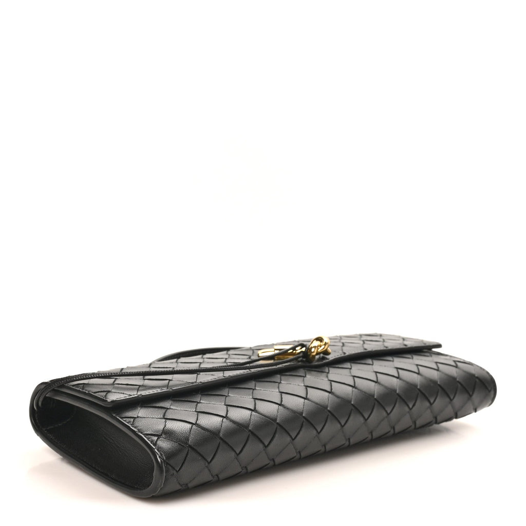 Nappa Intrecciato Long Andiamo Top Handle Clutch Black