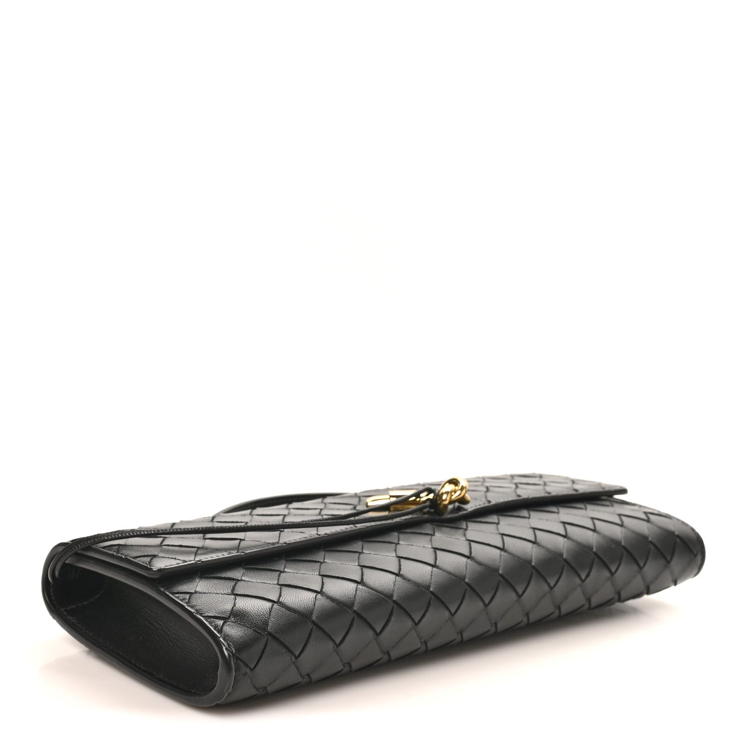 Nappa Intrecciato Long Andiamo Top Handle Clutch Black