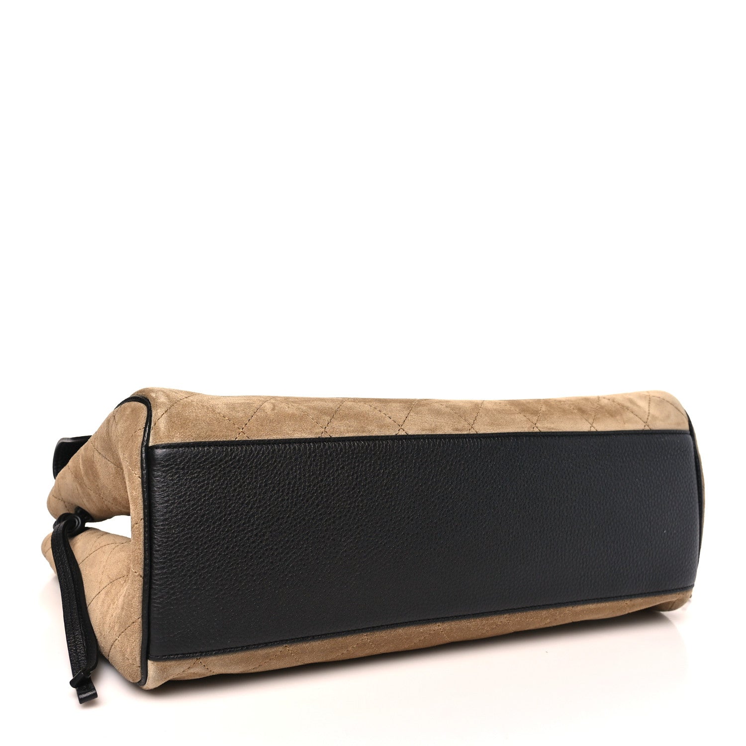 Grained Calfskin Suede Urban Essentials Large Shopping Bag  Dark Beige Black