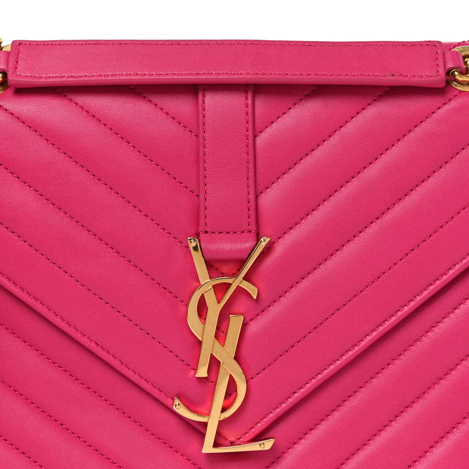 Lambskin Matelasse Medium Monogram Satchel Fuchsia