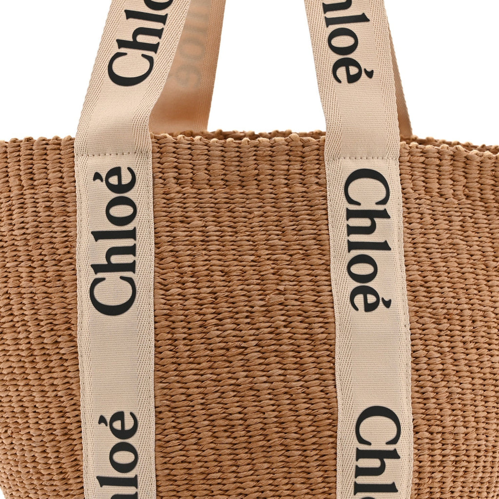 Raffia Medium Woody Tote White