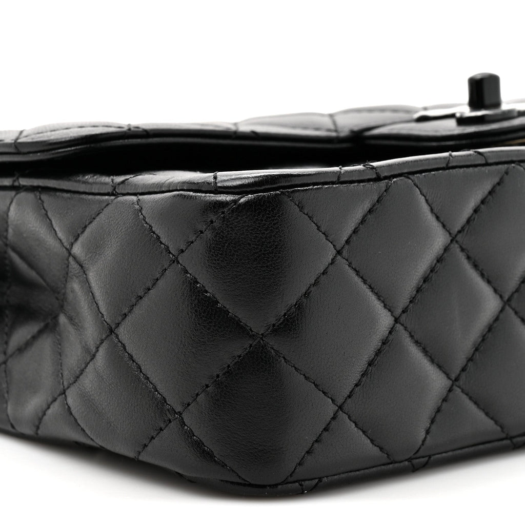 Lambskin Quilted Small Single Flap Top Handle Bag So Black