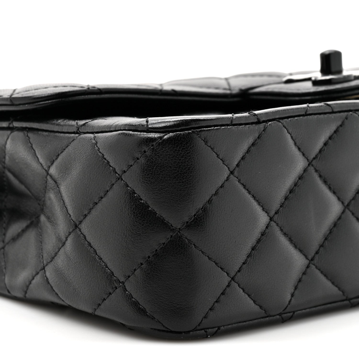Lambskin Quilted Small Single Flap Top Handle Bag So Black