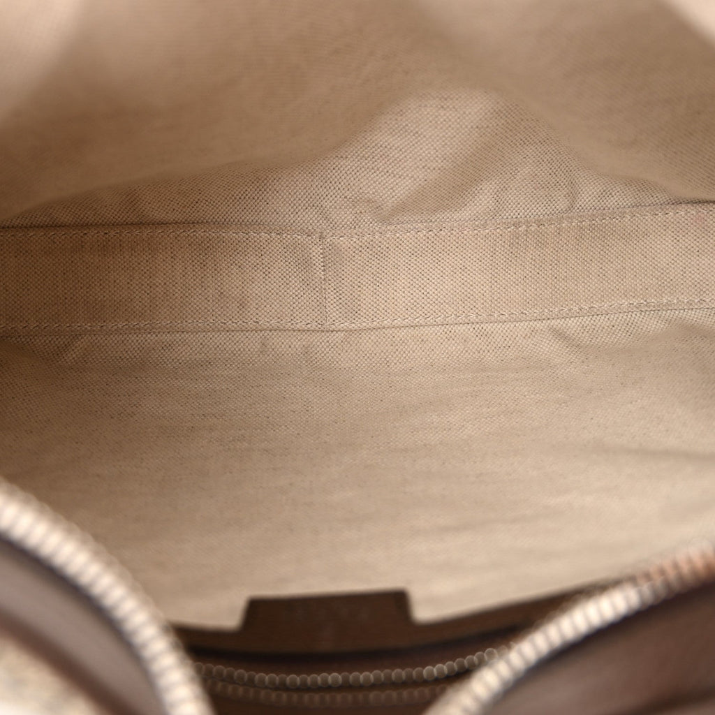 GG Supreme Monogram Textured Calfskin Web Large Attache Shoulder Bag Beige Ebony New Acero