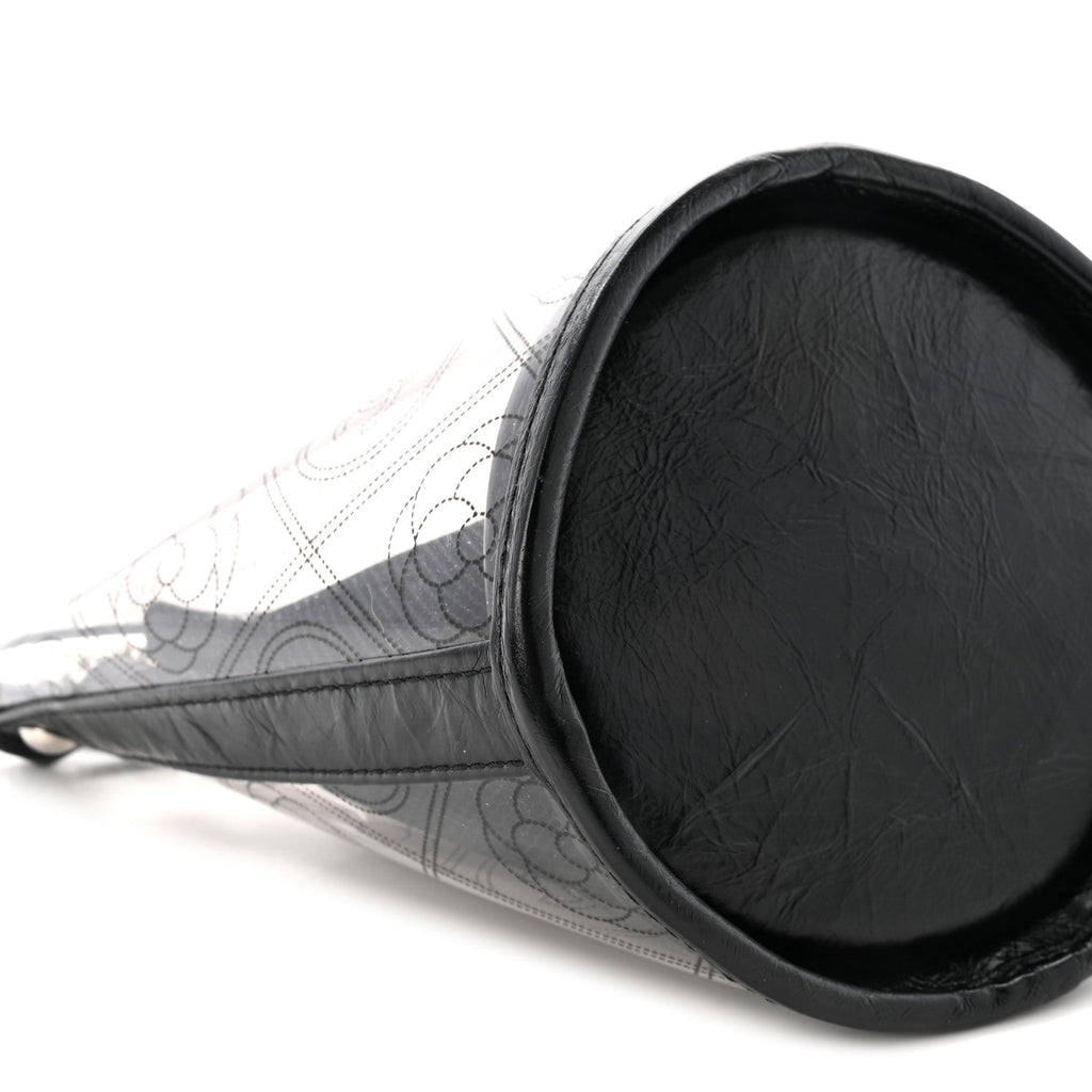 Crumpled Calfskin PVC Bucket Bag Black