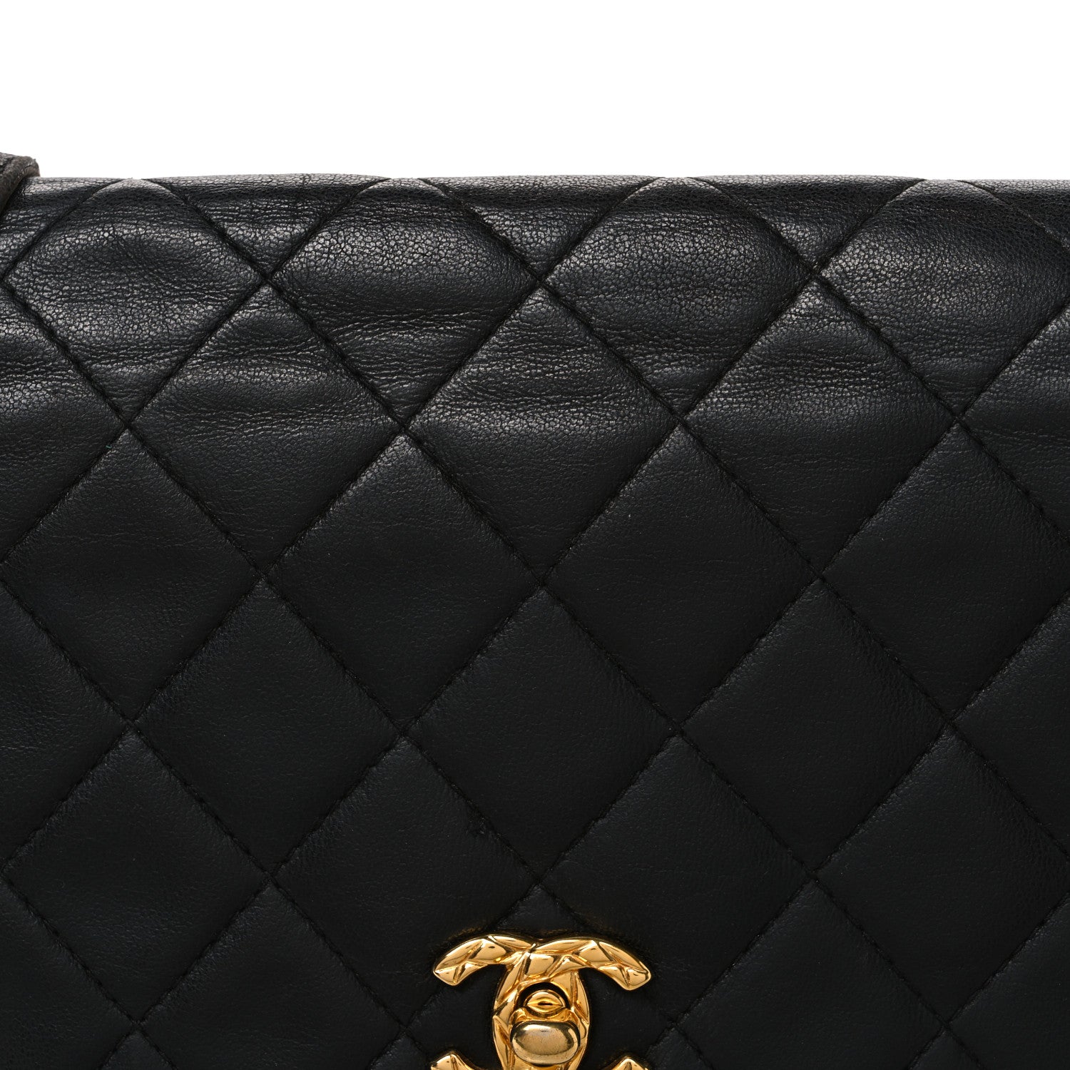 Lambskin Quilted Flap Shoulder Bag Black