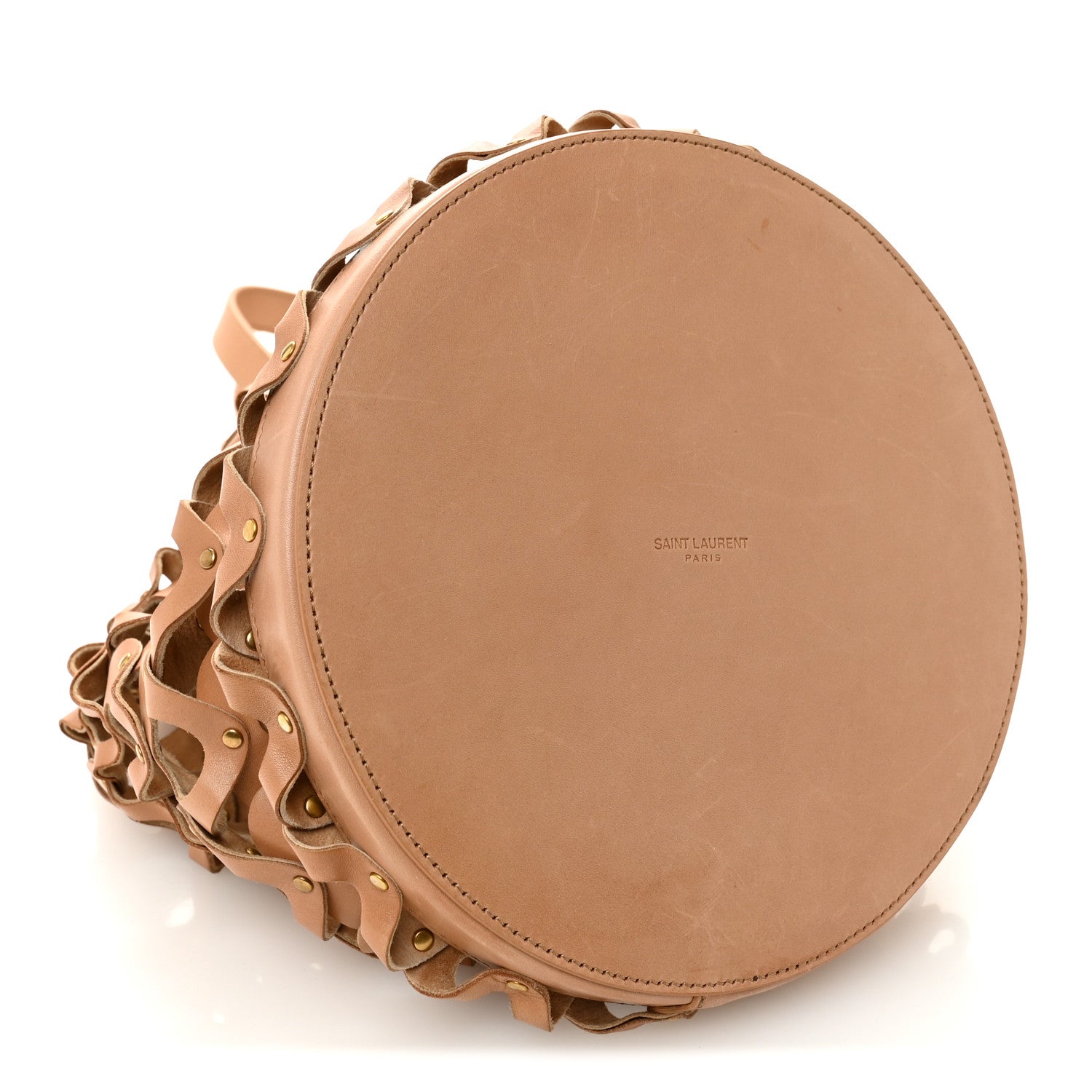 Vegetable Tanned Calfskin Studded Seau Coeur Bucket Bag Vintage Brown