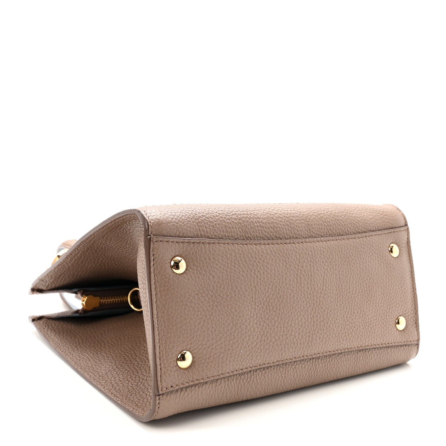 Hammered Calfskin Double Handle Small Amy Tote Fango Blue Haze
