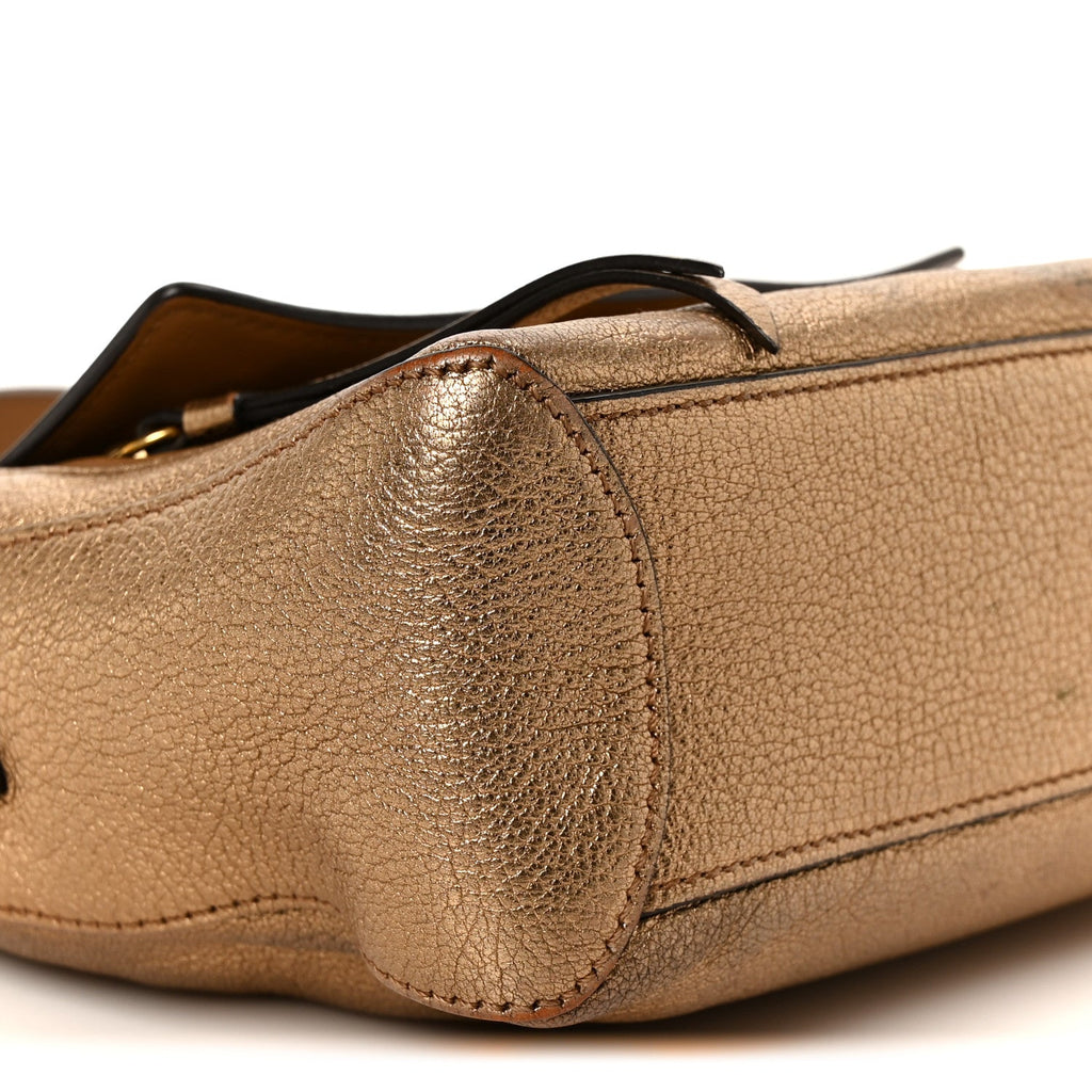 Metallic Calfskin Mini Faye Day Shoulder Bag Gold