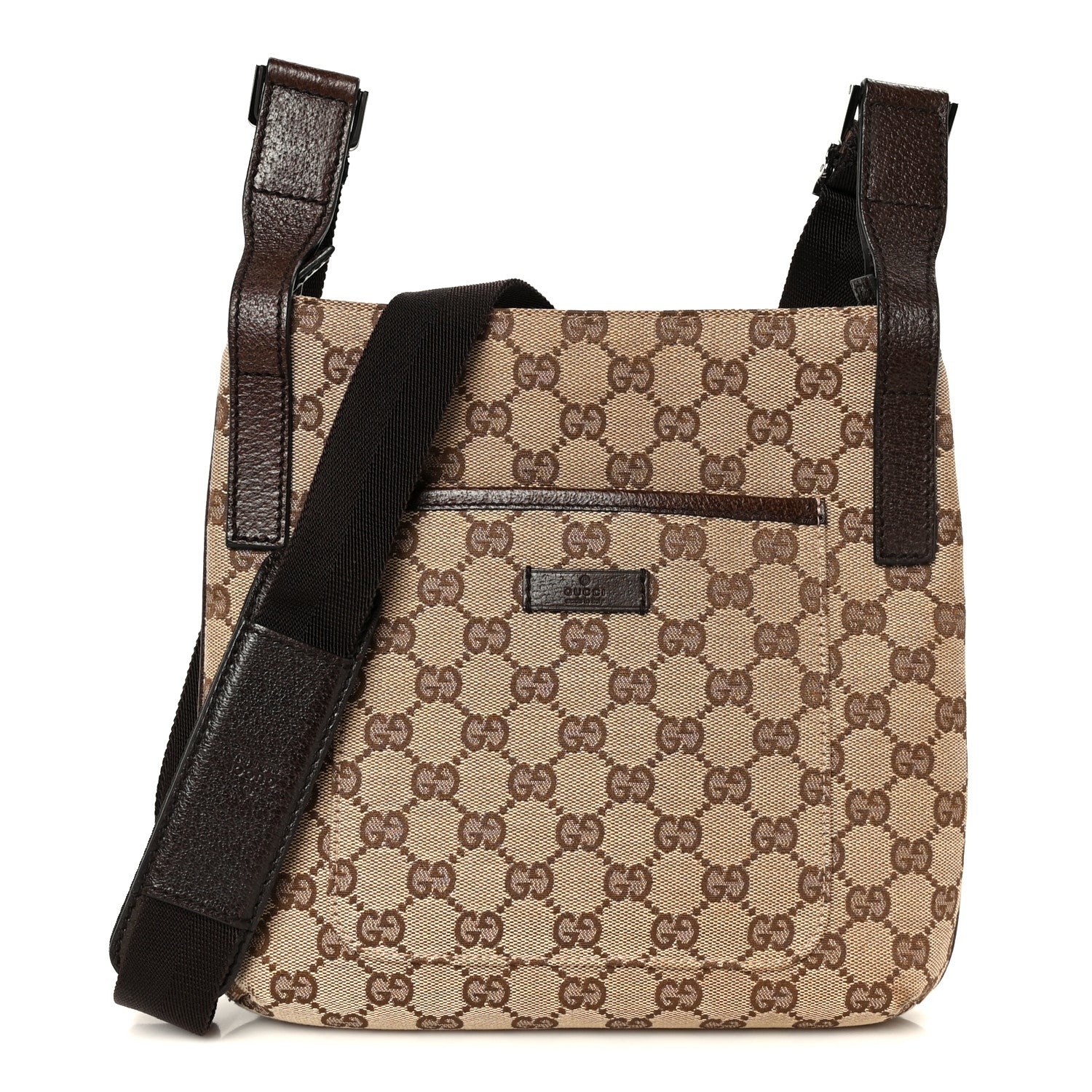 Monogram Flat Messenger Bag Dark Brown