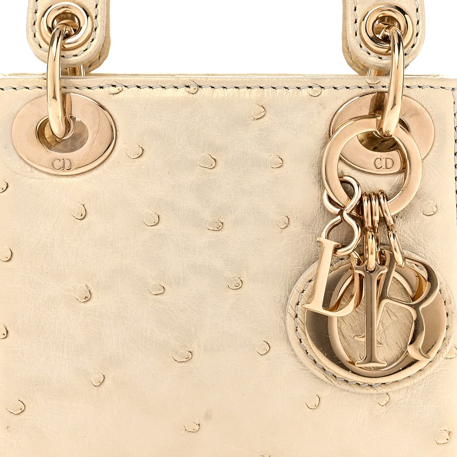 Iridescent Ostrich Micro Lady Dior Latte