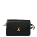 Calfskin Chevron Stitched Coco Waist Bag Black