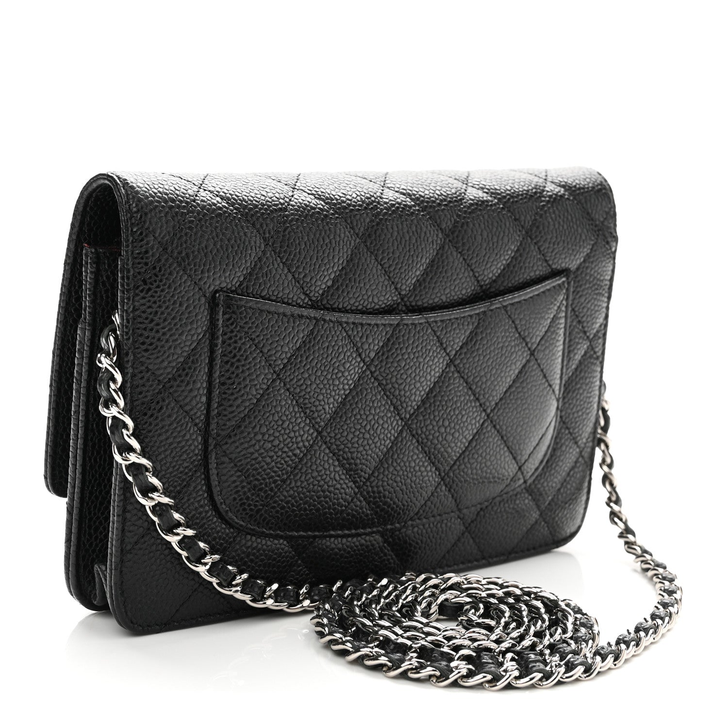 Caviar Quilted Wallet on Chain WOC Black