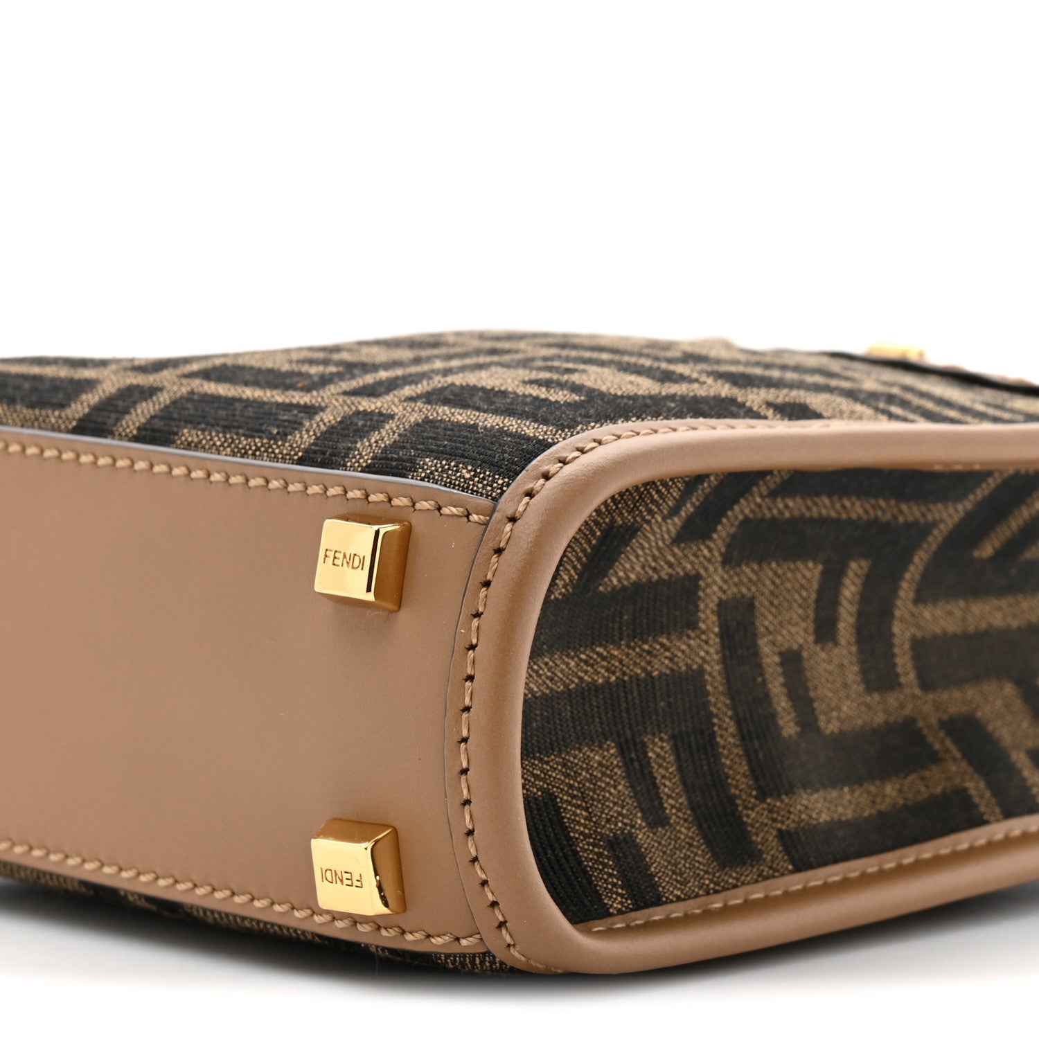 Fabric Jacquard Vitello King Plexiglass FF 1974 Mini Fendi Sunshine Shopper Tote Tobacco Moro Sand