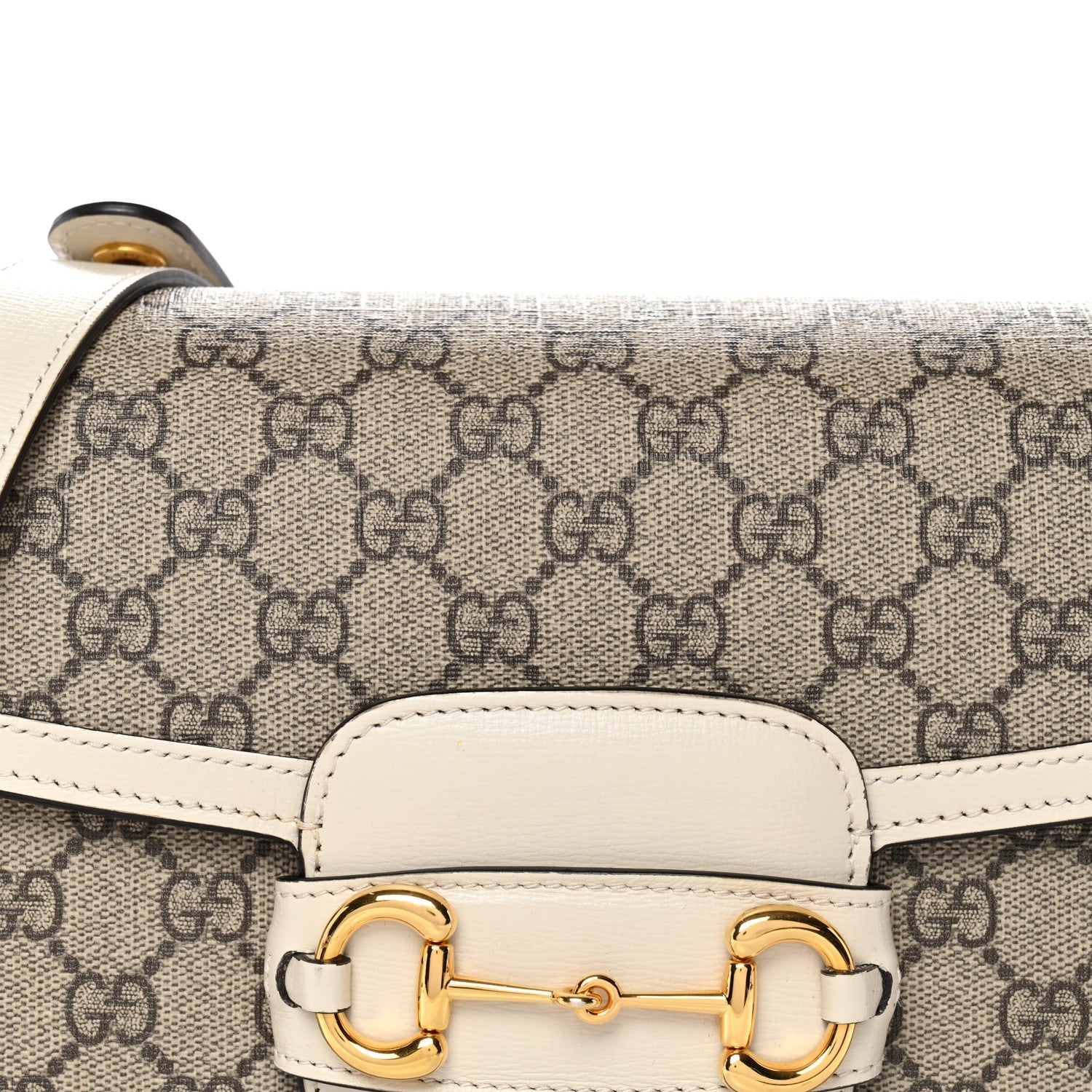GG Supreme Monogram Horsebit 1955 Shoulder Bag Beige Mystic White