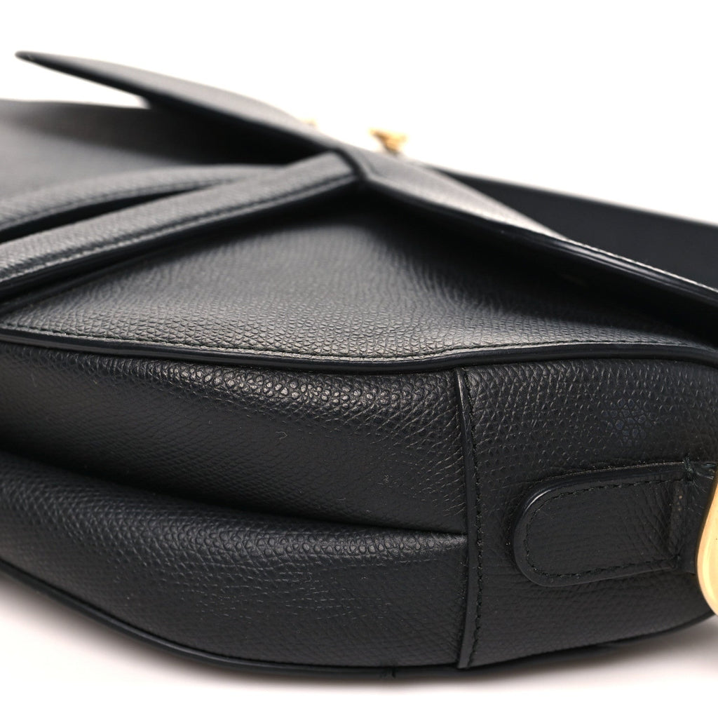 Grained Calfskin Saddle Bag Black