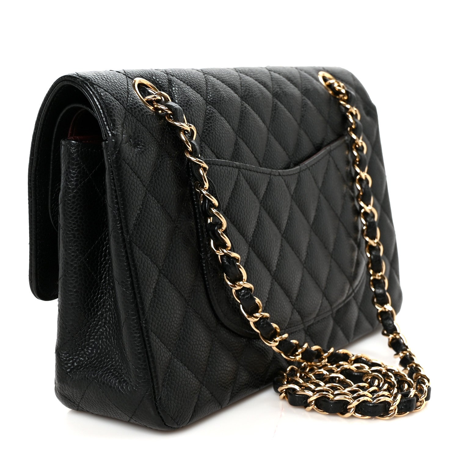 Caviar Quilted Medium Double Flap Black