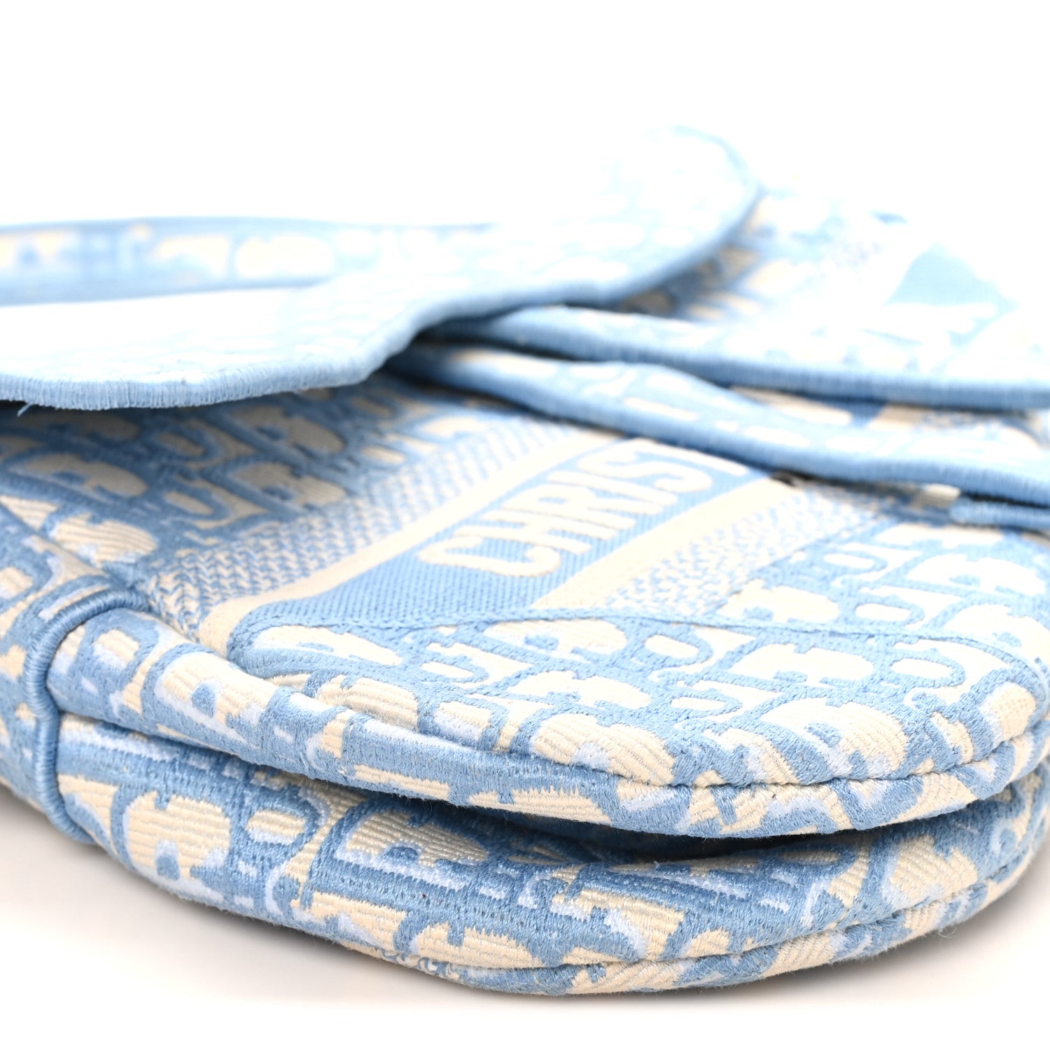 Oblique Embroidered Saddle Bag Cornflower Blue