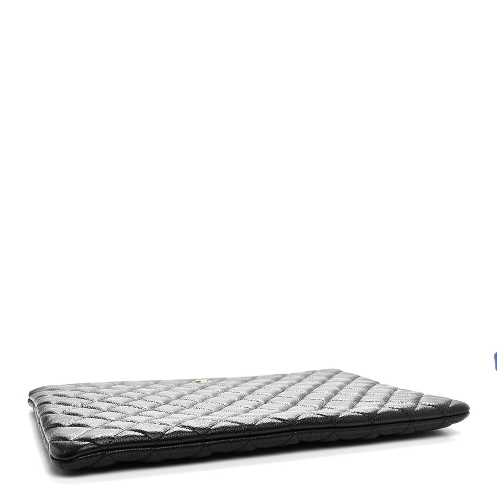 Caviar Quilted Large Cosmetic Case Black