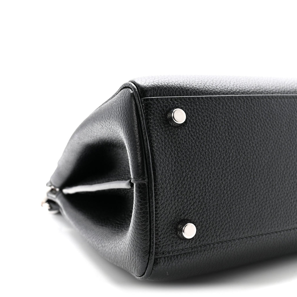 Grainy Calfskin Small Zumi Top Handle Bag Black