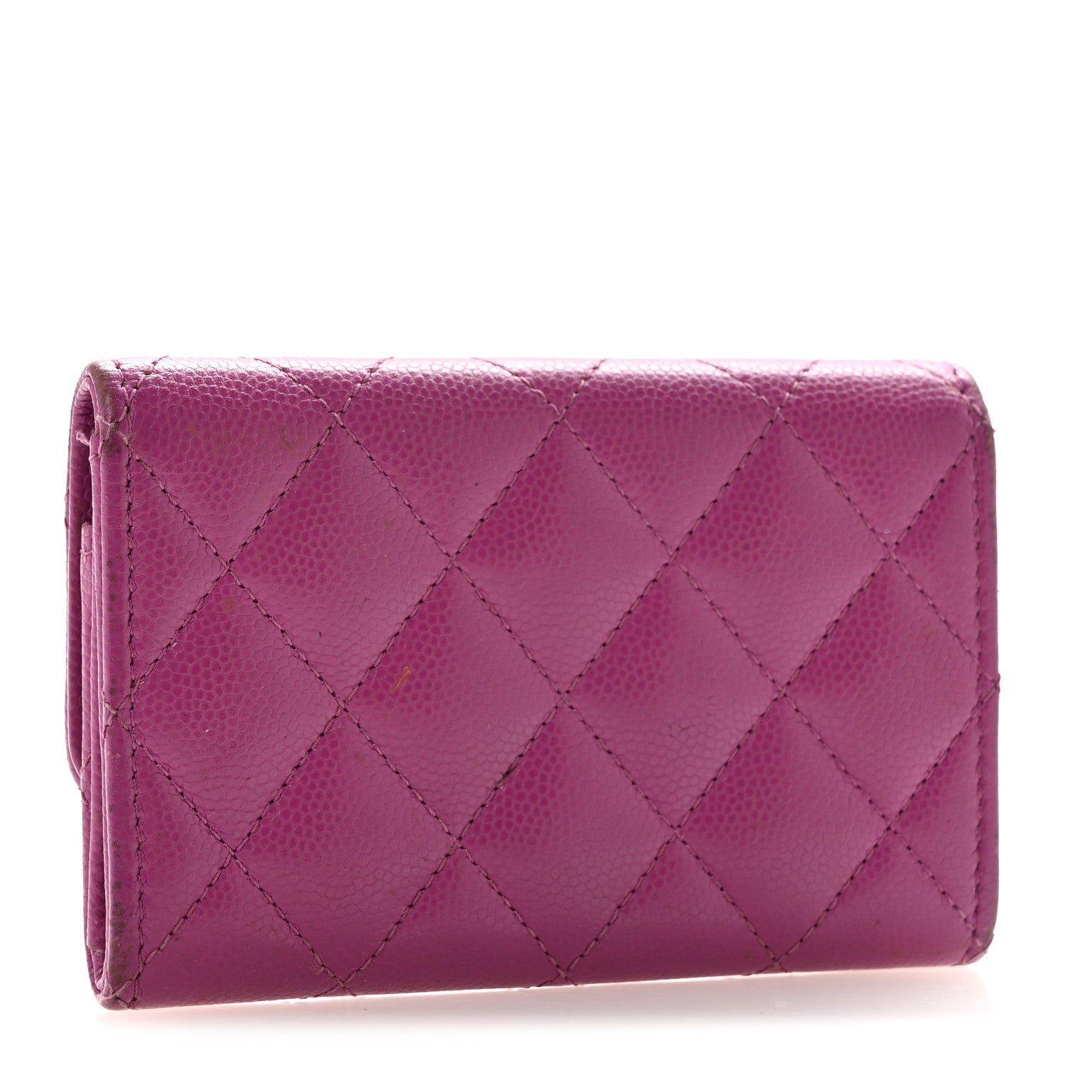 Caviar Quilted Textured CC Flap Card Holder Purple